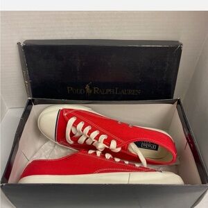 Polo Ralph Lauren canvas shoe orange white Sz 12D Men